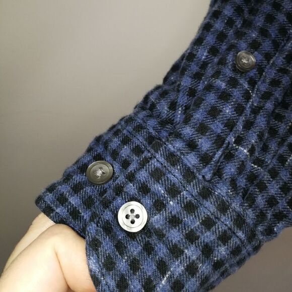 Men PENGUIN Check Gingham Blue Lined Preppy Heritage Slim Fit Shirt Size Medium - Picture 9 of 14